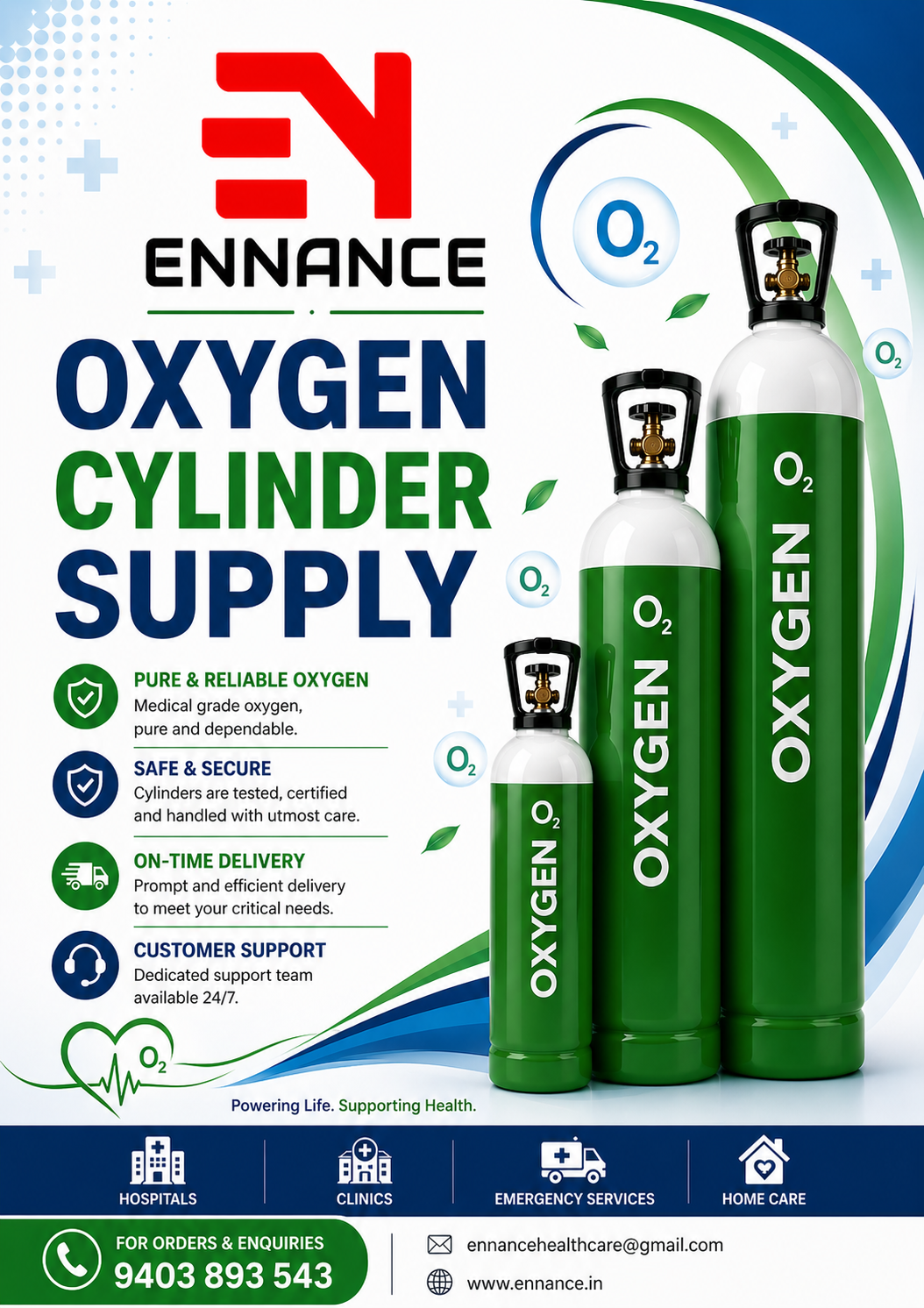 Oxygen Cylinder Supply Service in Kerala | 24/7 Oxygen Delivery – Ennance Healthcare