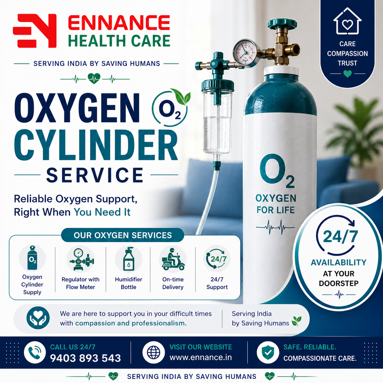 Best & Top Leading Oxygen Cylinder Supply Service in Randamkutti, Kayamkulam & Nearby Areas – 24/7 Medical Oxygen Cylinder Rental & Supply | Ennance Healthcare 14052026