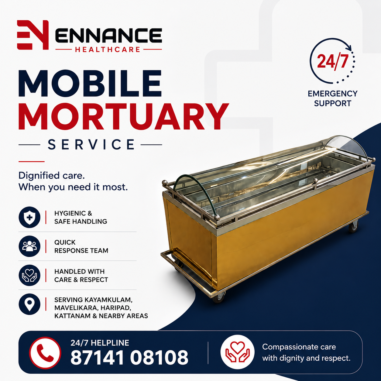 Best & Top Leading Mobile Mortuary Service in Arattupuzha & Thrikunnapuzha | 24/7 Freezer Box Service by Ennance Healthcare