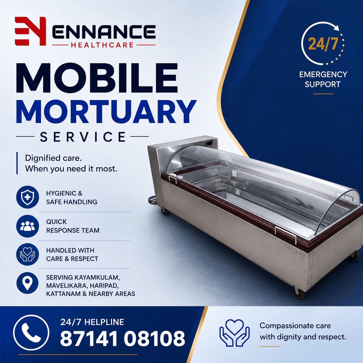 Best & Top Leading Mobile Mortuary Service Supply in Kuttitheruvu | 24 Hour Freezer Box & Mortuary Van Service