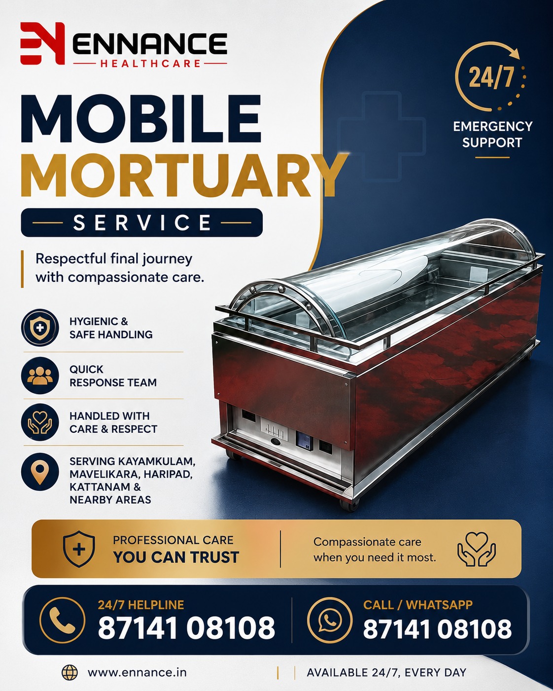 Best & Top Leading Mobile Mortuary Service in Pallipad, Haripad & Nearby Areas | 24 Hour Freezer Box Service – Ennance Healthcare