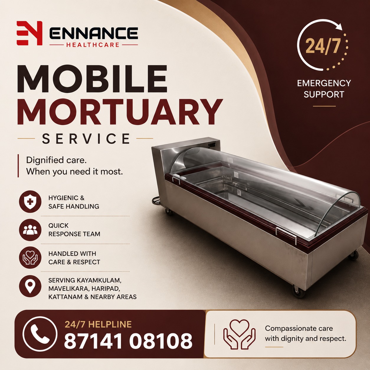 Best & Top Leading Mobile Mortuary Service in Oachira & Nearby Areas | 24/7 Freezer Box Service – Ennance Healthcare