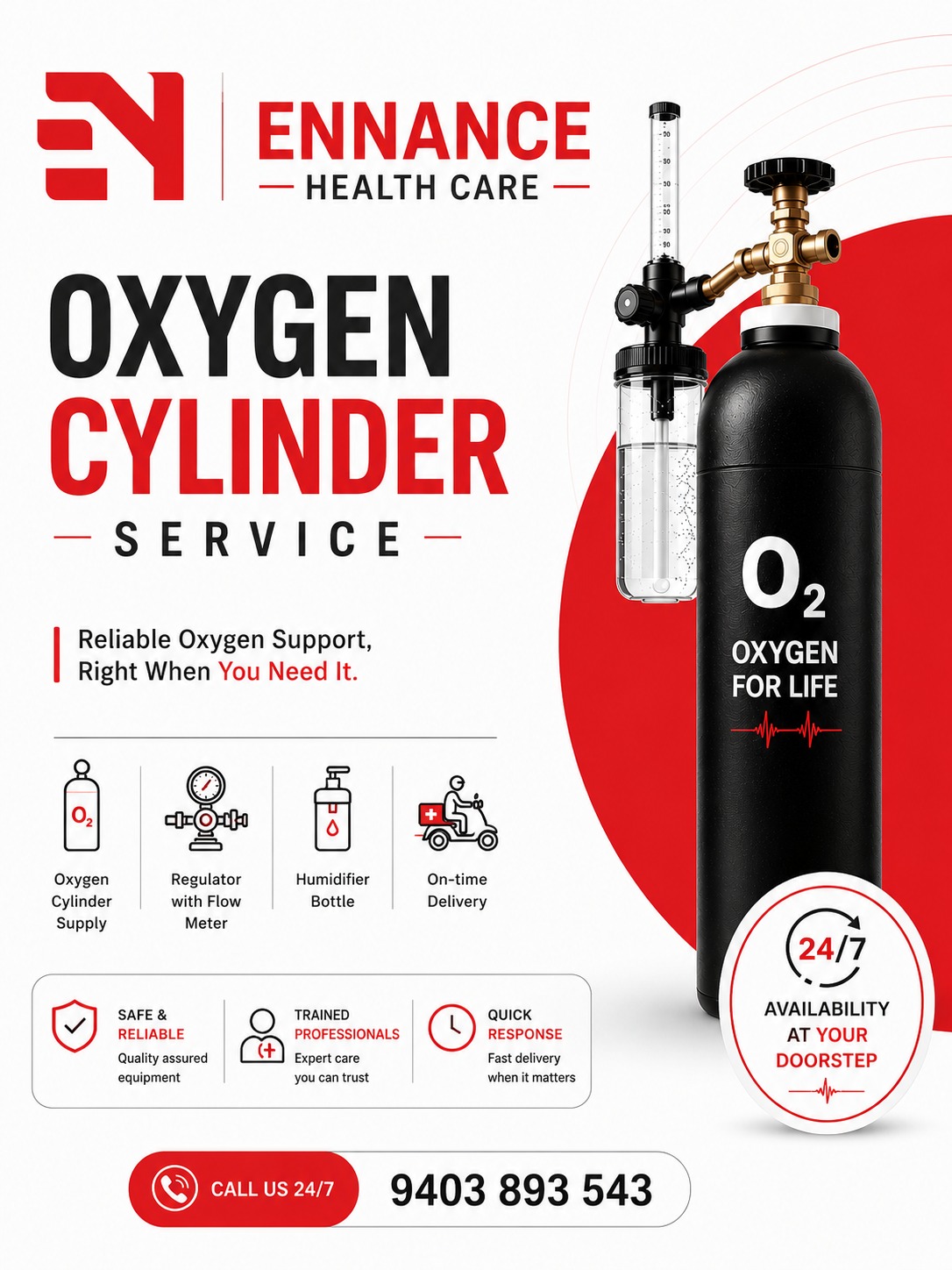 Best & Top Leading Oxygen Cylinder Supply in Karthikappally, Haripad & Nearby Areas | 24/7 Oxygen Support – Ennance Healthcare
