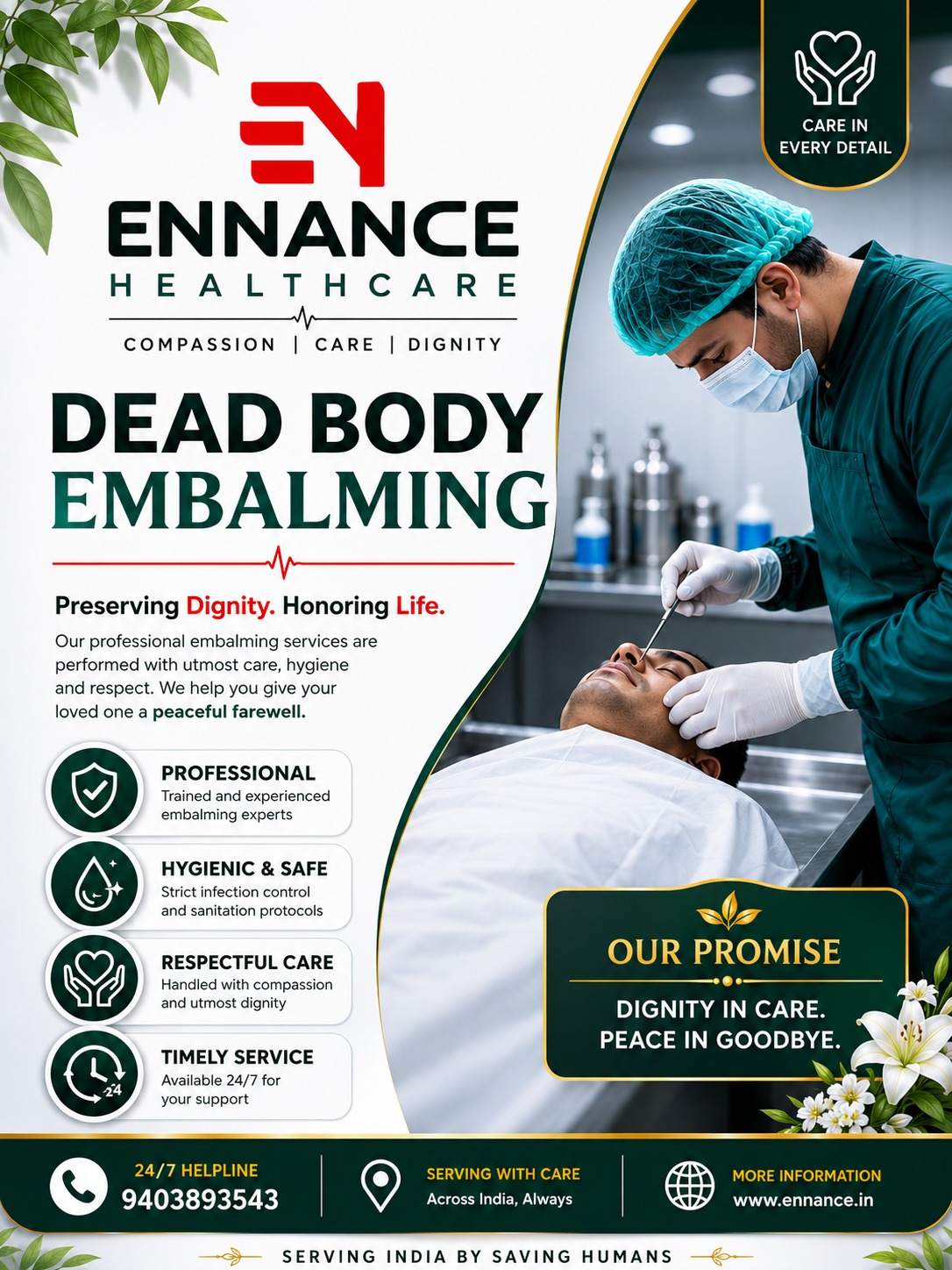 Best & Top Leading Dead Body Embalming Service in Haripad | Ennance Healthcare Private Limited | 24/7 Body Preservation Service