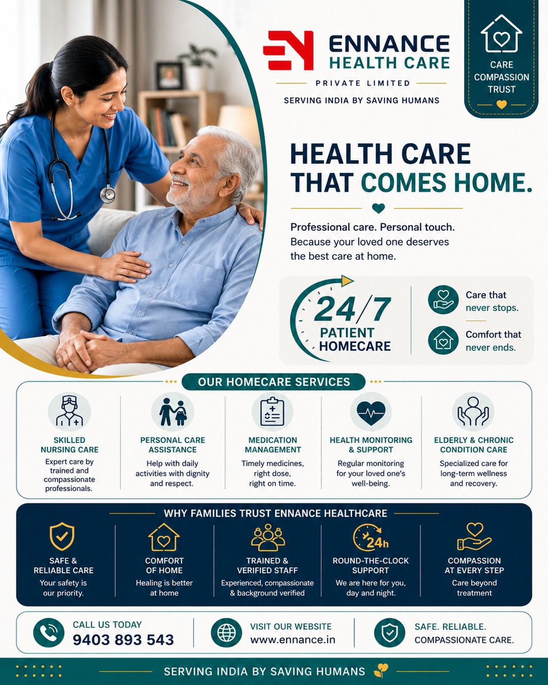 Best & Top Leading Homecare Service in Haripad | 24/7 Patient Homecare & Nursing Care | Ennance Healthcare Pvt. Ltd. | Call 9403893543