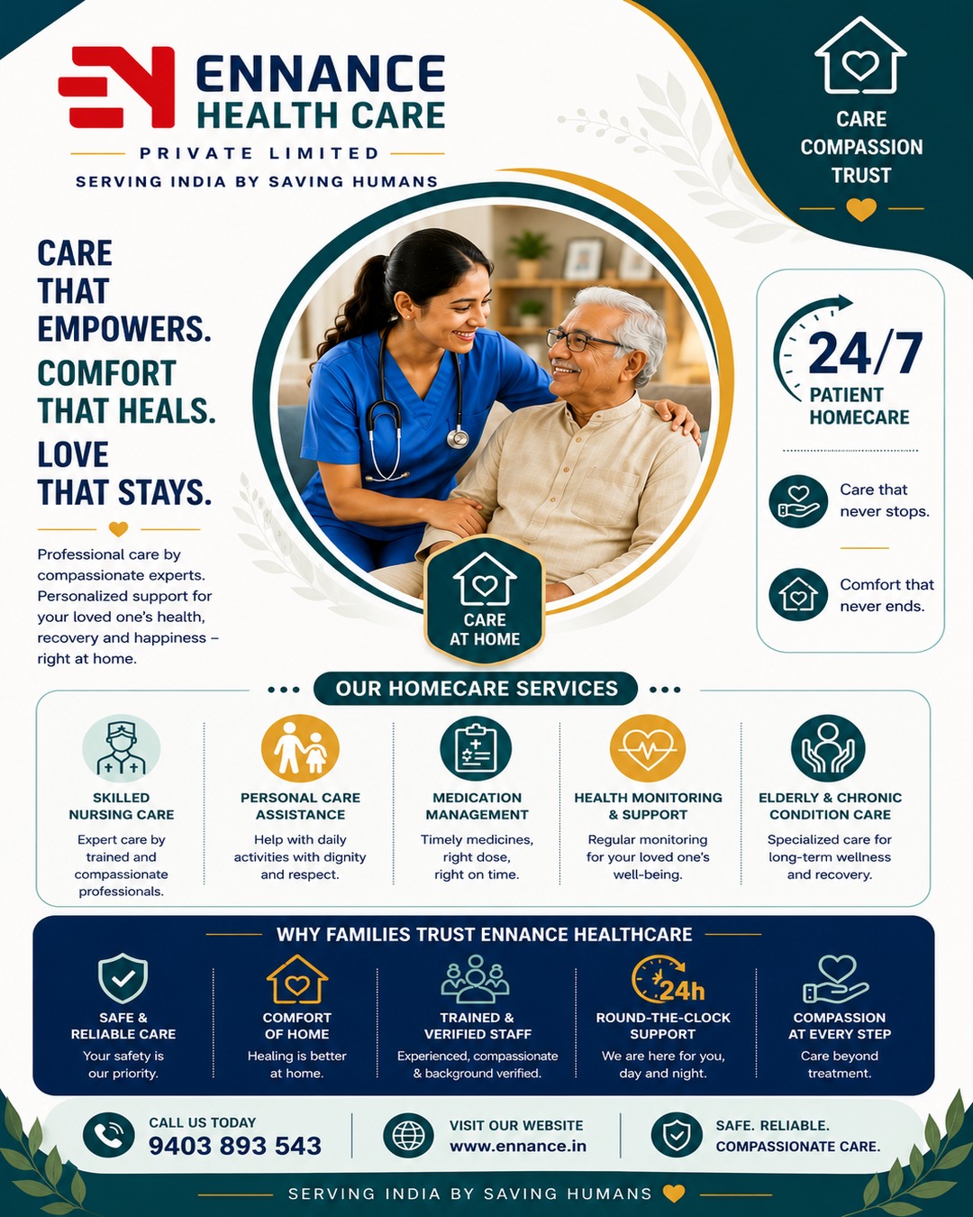 Best & Top Leading Day & Night Patient Homecare Service in Mavelikara | 24/7 Patient Homecare on Call, Elder Care & Palliative Care at Home | Ennance Healthcare Private Limited | Call 9403893543