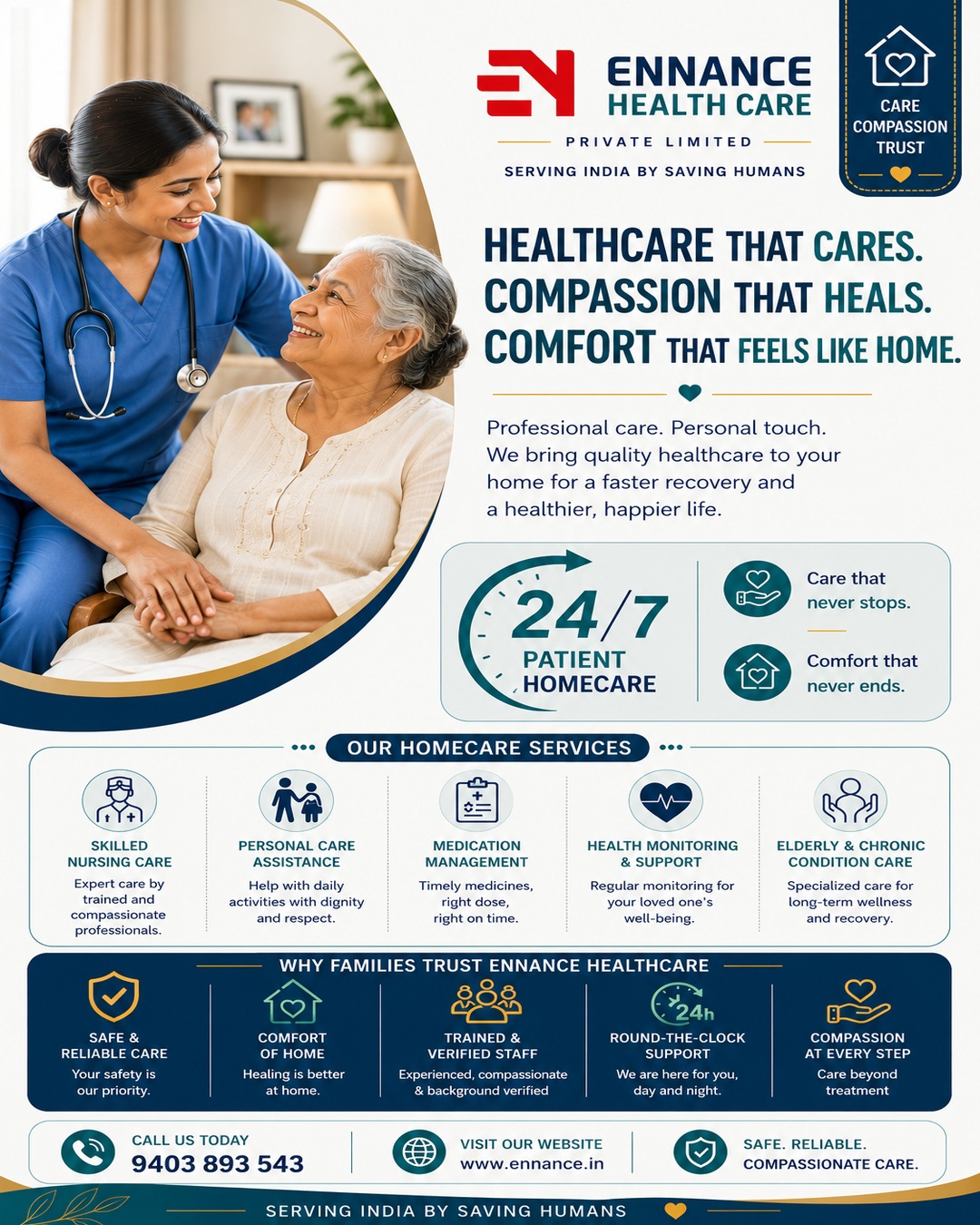 Best & Top Leading 24 Hour Patient Homecare Service in Thattarambalam, Mavelikara | Elder Patient Care, Bedridden Patient Care & Palliative Care at Home | Ennance Healthcare Private Limited | Call 9403893543