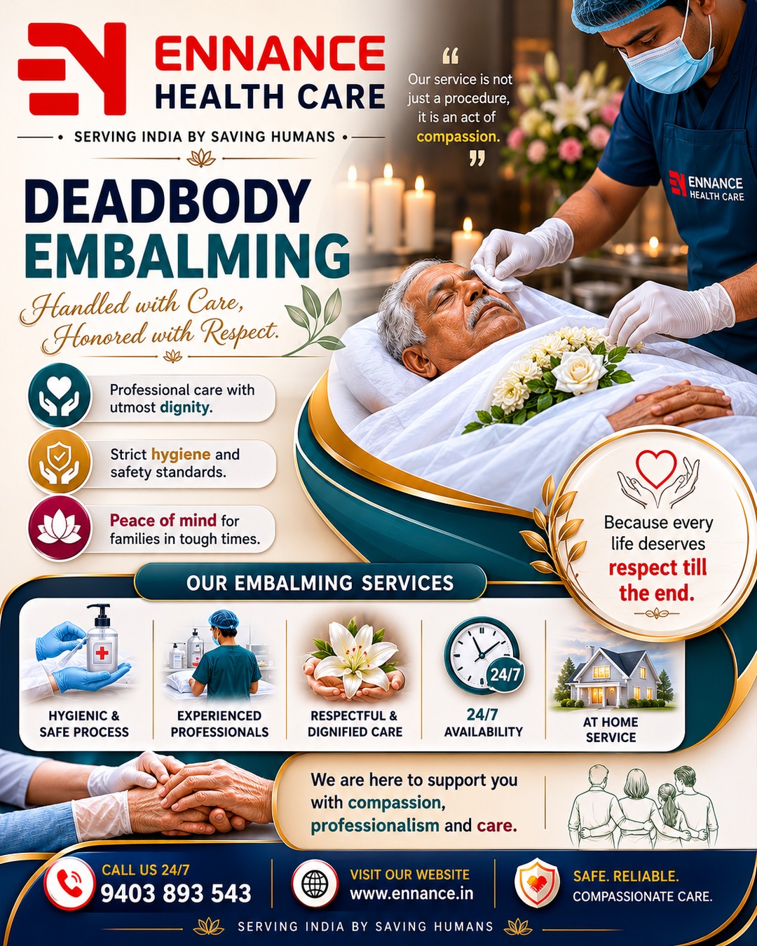 Best & Top Leading Dead Body Embalming Service in Haripad  247 Professional Embalming & Body Preservation  Ennance Healthcare Private Limited  Call 9403893543
