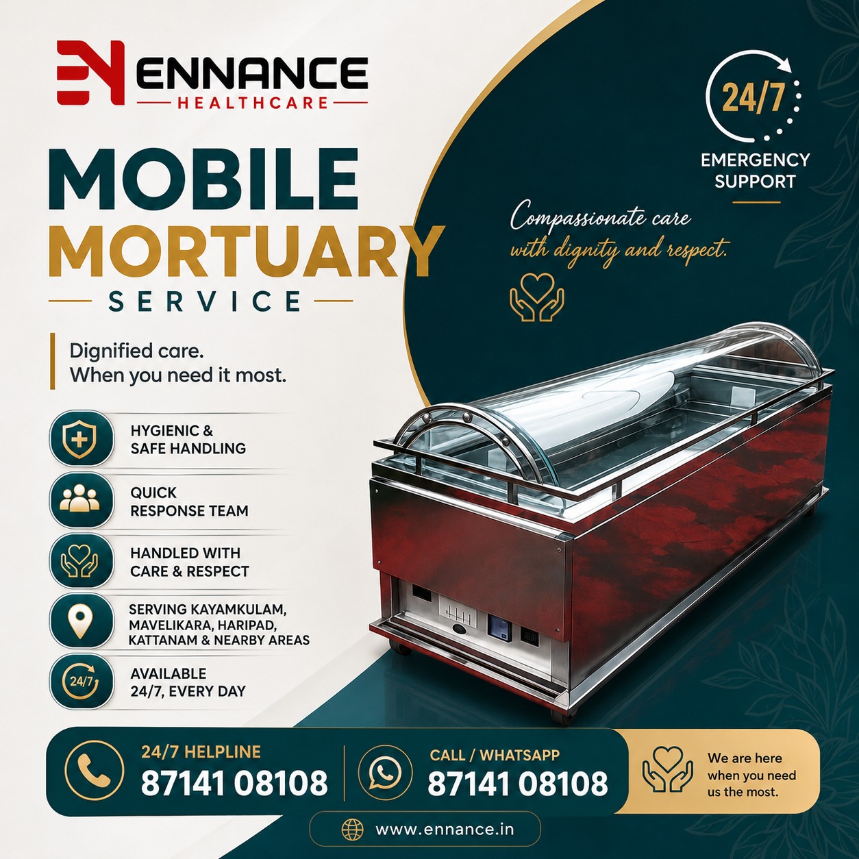 Best & Top Leading Mobile Mortuary Service in Karthikappally, Haripad  247 Freezer Mortuary Vehicle  Ennance Healthcare Private Limited  Call 8714108108
