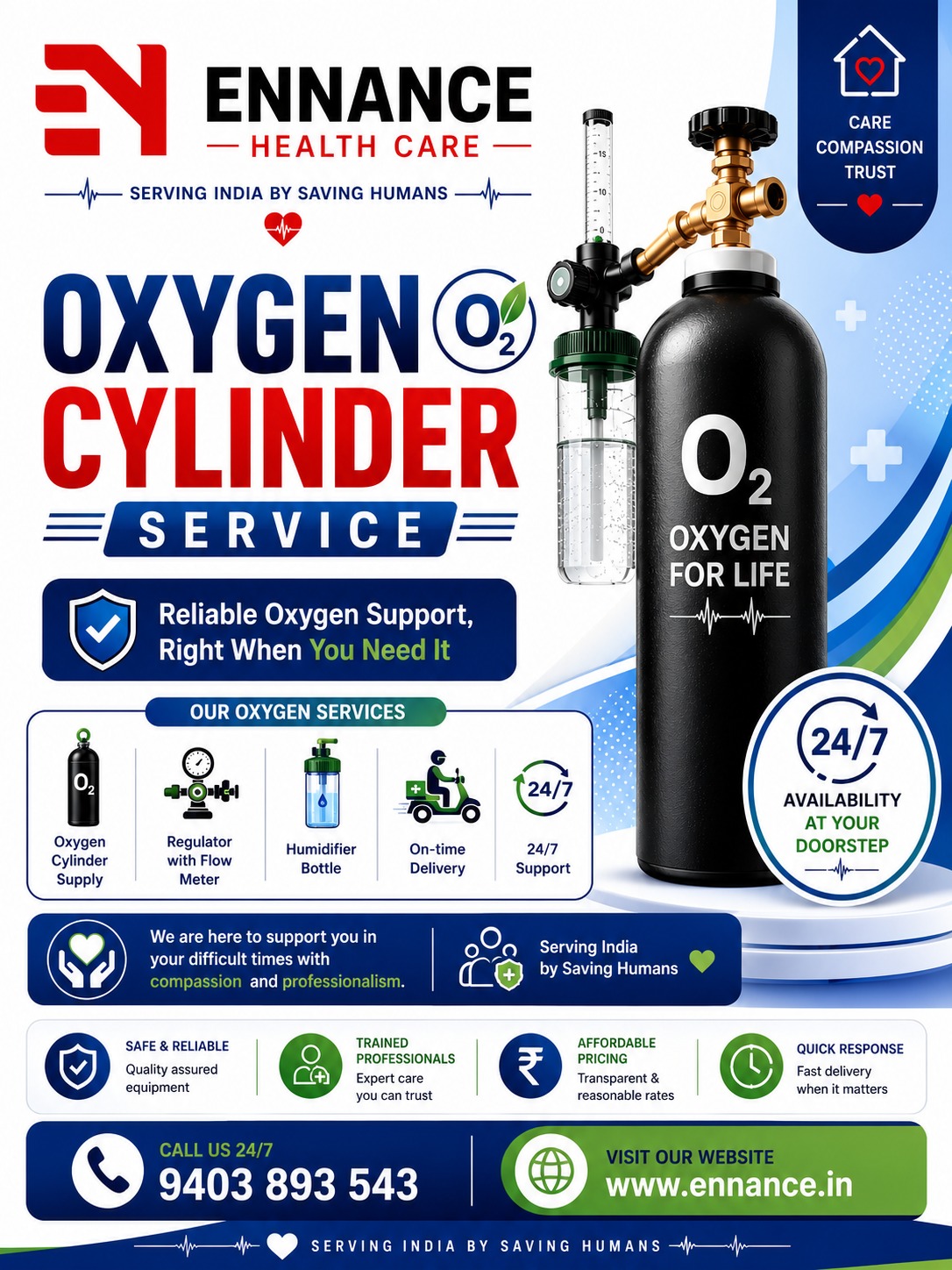 Best & Top Leading Oxygen Cylinder Supply Service in Karthikappally, Haripad  247 Medical Oxygen Cylinder Supply  Ennance Healthcare Private Limited  Call 9403893543