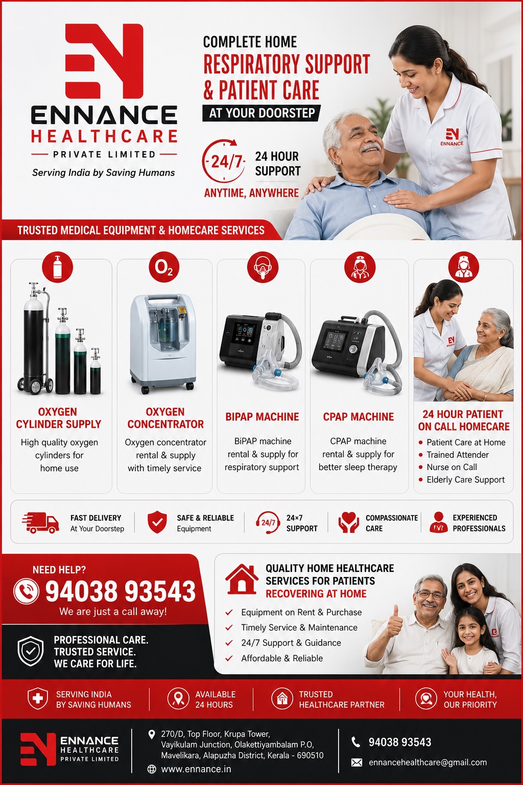 24×7 Oxygen Cylinder, Oxygen Concentrator, BiPAP, CPAP & Home Patient Care Services  Ennance Healthcare Private Limited