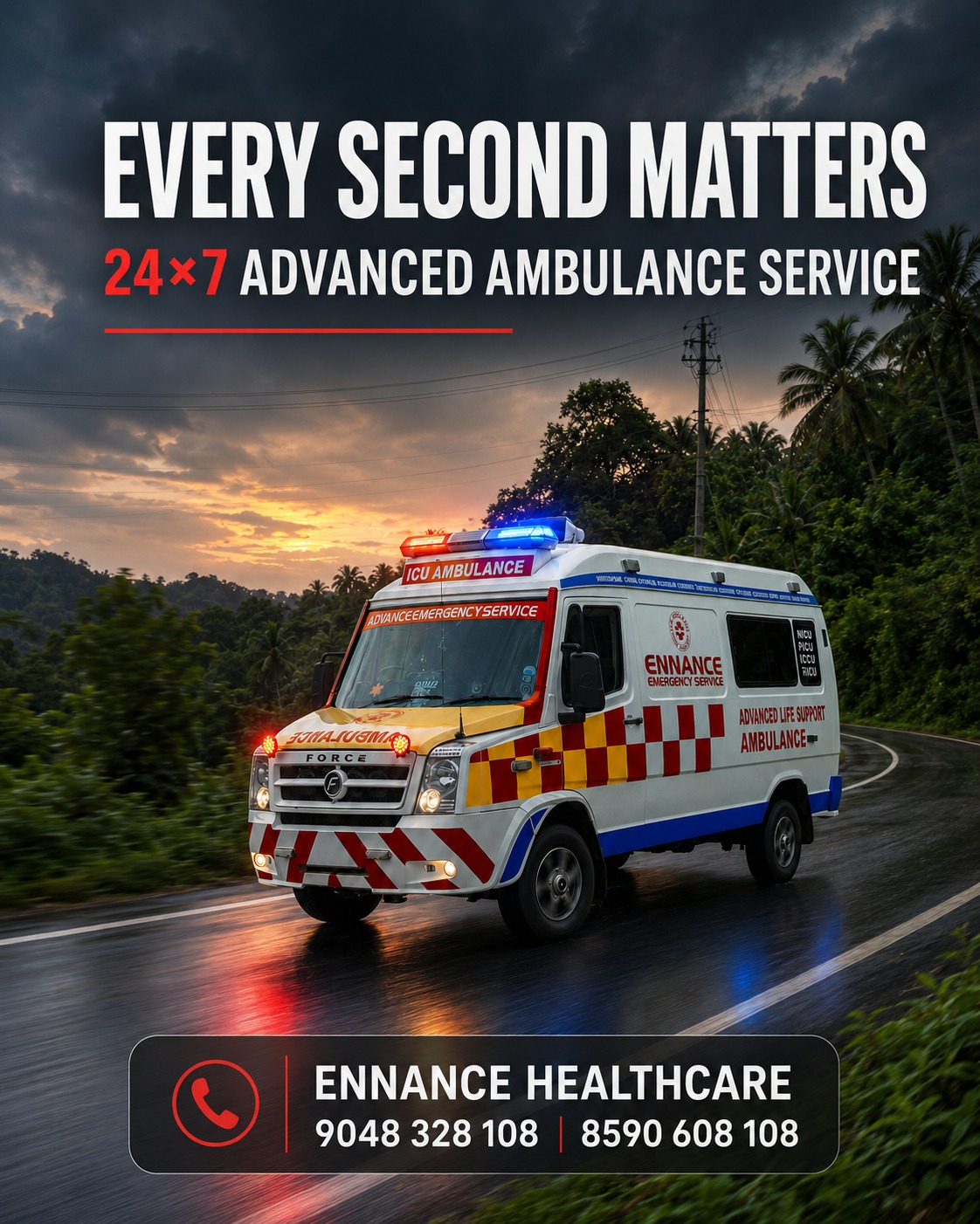 24×7 Ambulance Service in Allapuzha | Kollam | Pathanamtitta | ICU, ALS, NICU & Ventilator Ambulance – Ennance Healthcare