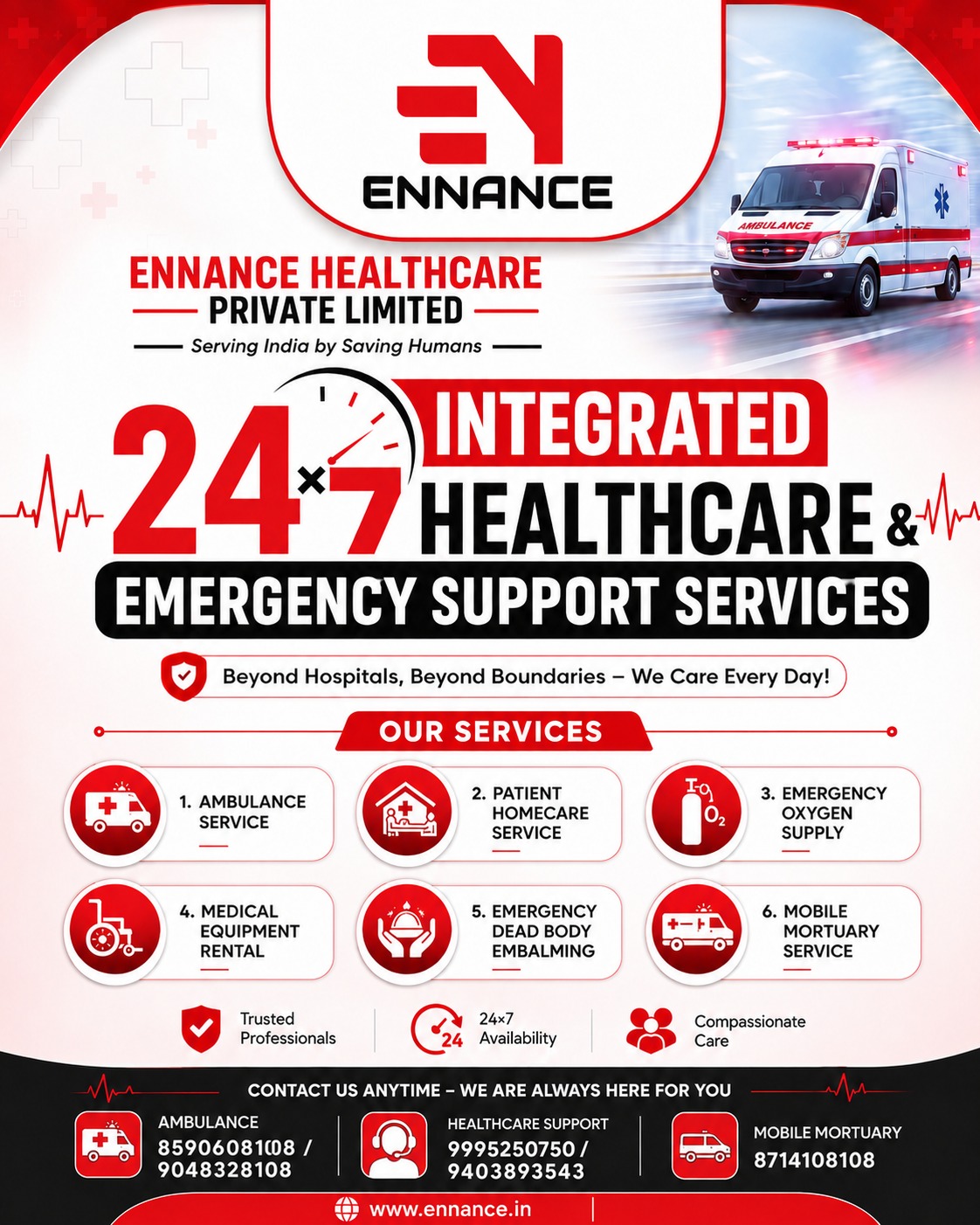 24×7 Integrated Healthcare & Emergency Support Services | Trusted Day & Night Healthcare Support by Ennance Healthcare Private Limited