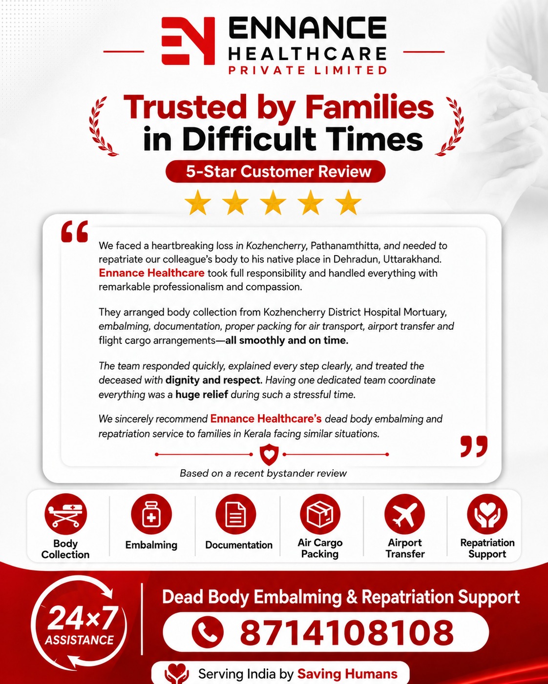 Trusted 24×7 Integrated Healthcare & Emergency Support Services in Kerala | Timely, Quality & Day-Night Service by Ennance Healthcare Private Limited
