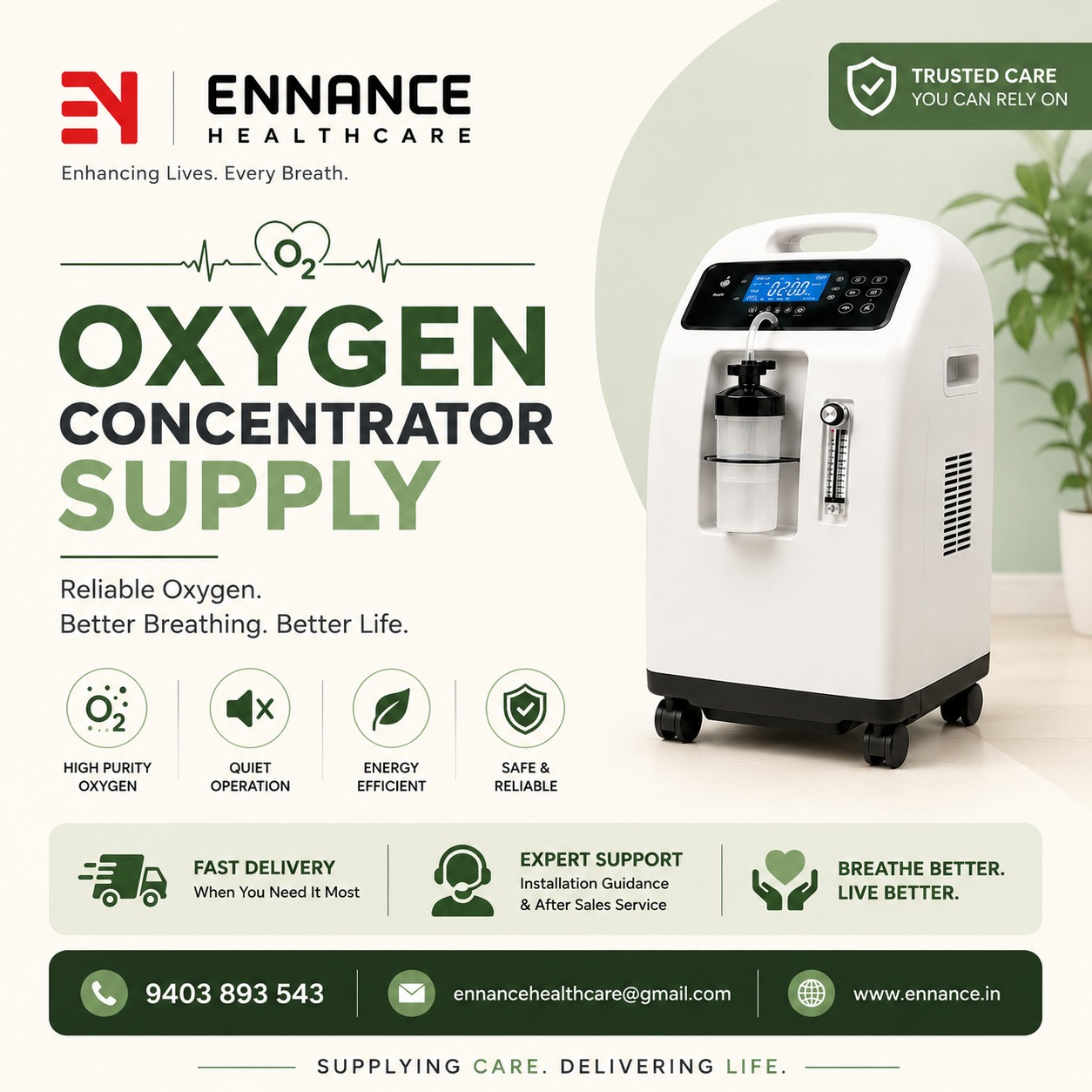 Best & Top Oxygen Concentrator Machine Dealer in Oachira | Main Medical Oxygen Dealer | Oxygen Machine Rental & Sales | Ennance Healthcare | 9995250750