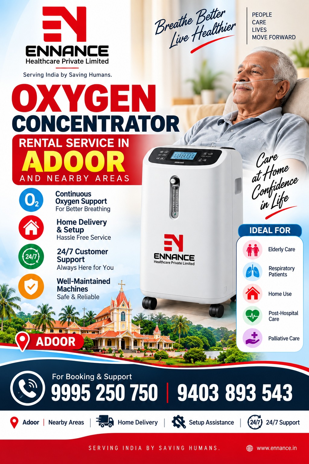 24/7 Oxygen Concentrator, Oxygen Machine & Oxygen Cylinder Rental in Adoor