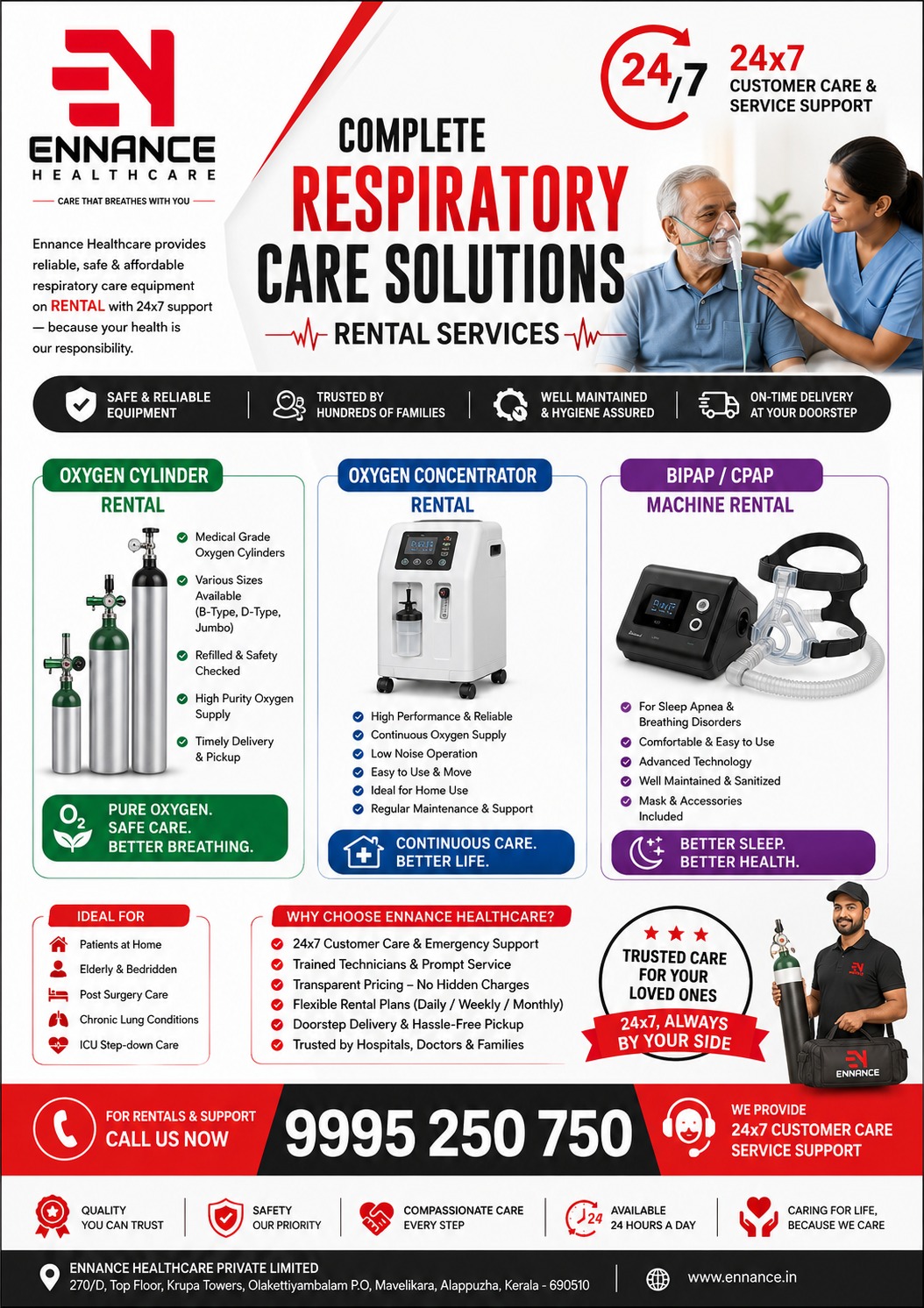 24/7 Oxygen Cylinder, Oxygen Concentrator & BiPAP/CPAP Rental Near You | Ennance Healthcare