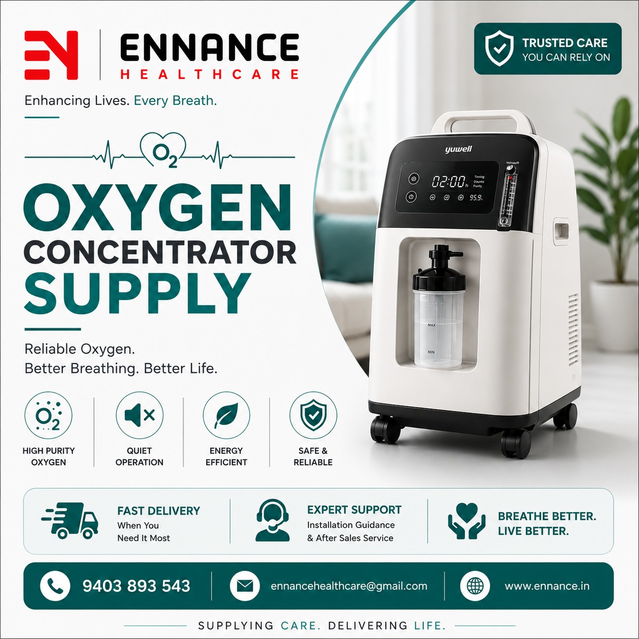Best & Top Oxygen Concentrator Machine Dealer in Njakanal Oachira | Main Medical Oxygen & Oxygen Machine Dealer | 24×7 Rental, Sales & Supply | Ennance Healthcare | 9995250750